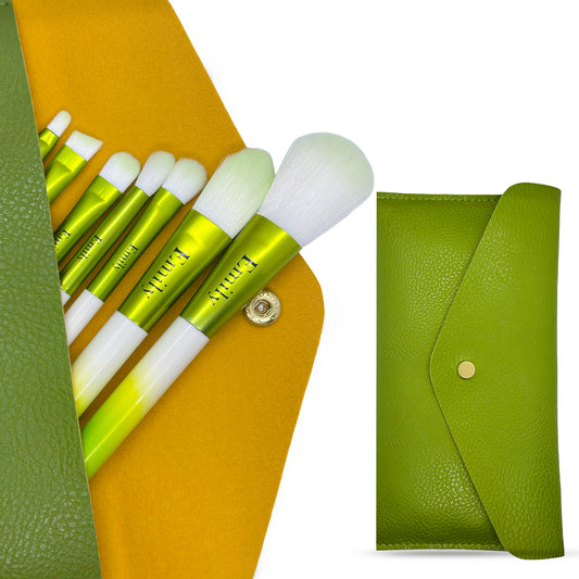 Green Makeup Brush Set with Travel Case