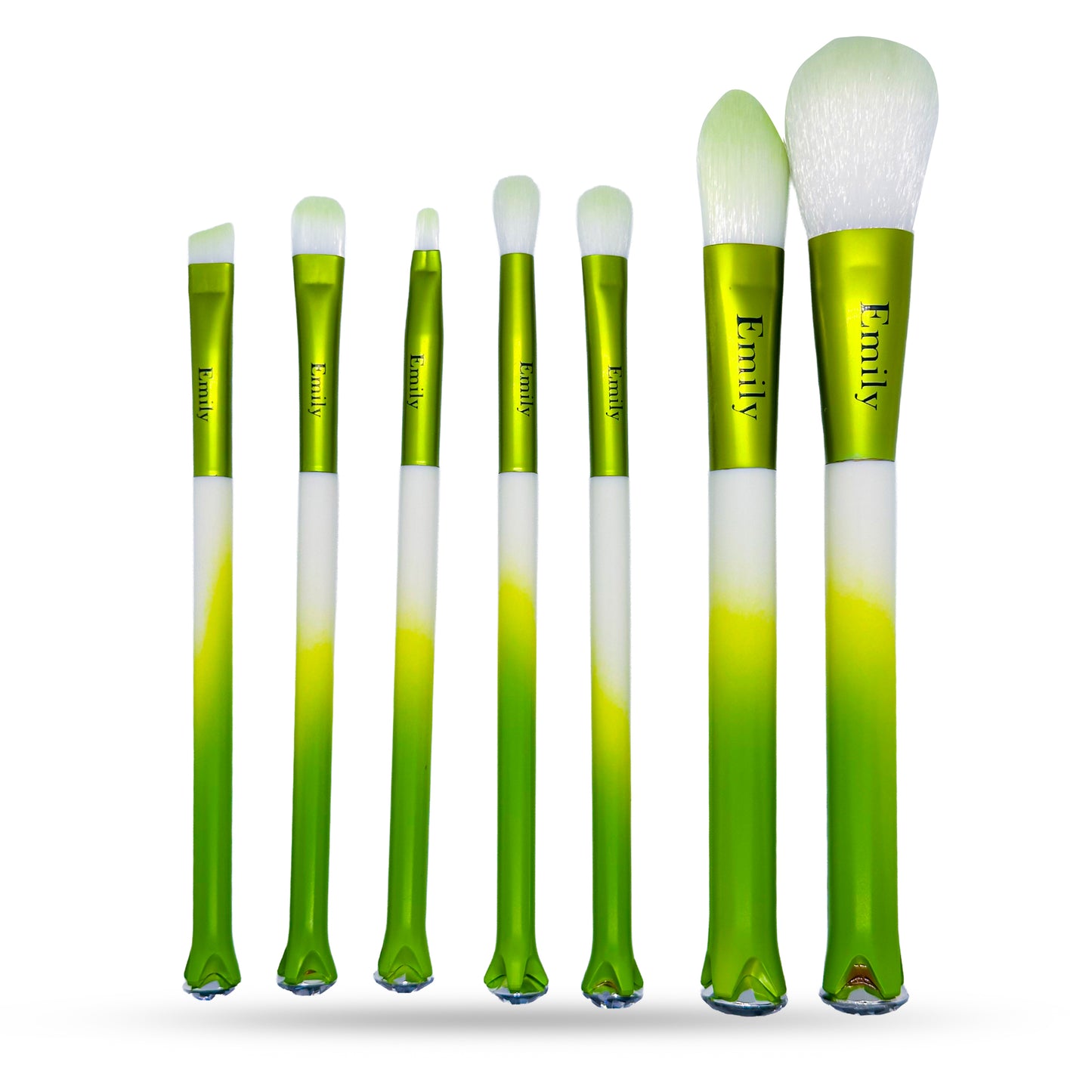 7-Piece Green & White Makeup Brush Set