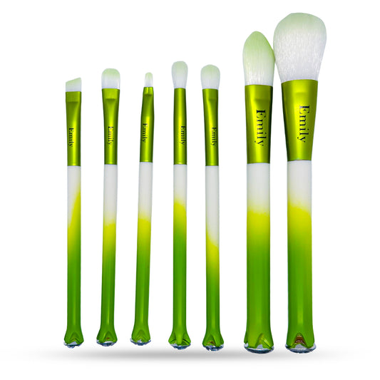 7-Piece Green & White Makeup Brush Set
